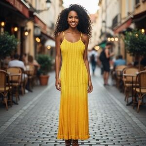 Simon Miller Mango Garfun Knit Maxi Dress Size 8 Sponge Yellow Sleeveless New